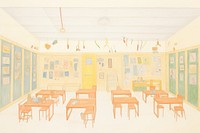 Elementary school environment architecture furniture classroom.