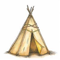 Teepee outdoors camping sketch.