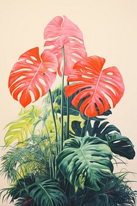 Tropical plant painting flower art.