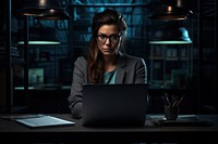 Business woman laptop furniture computer.
