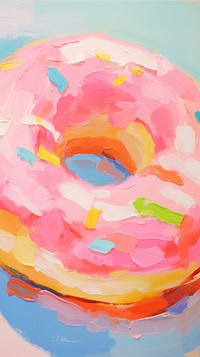 Pink donut painting food confectionery.