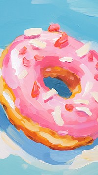Pink donut painting dessert food.