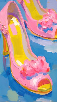 Pink high heel footwear painting shoe.