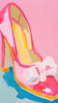 Pink high heel footwear painting sketch.