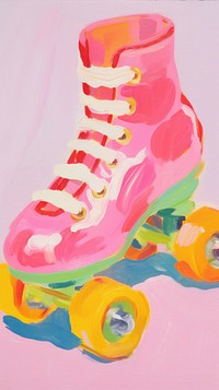 Pink roller skate painting art roller skates.
