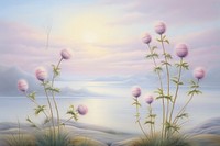 Painting of Thistle border landscape outdoors nature.