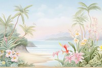 Painting of Tropical plants border outdoors tropical tropics.