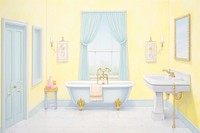 Painting of Bathroom border bathroom bathtub sink.
