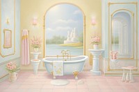 Painting of Bathroom border bathroom bathtub architecture.