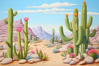 Painting of Cactus border cactus backgrounds outdoors.