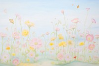 Painting of colorful Meadow border backgrounds outdoors pattern.