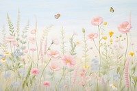 Painting of colorful Meadow border backgrounds outdoors nature.