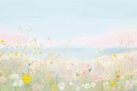 Painting of colorful Meadow border backgrounds grassland outdoors.