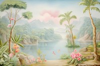 Painting of jungle border landscape outdoors nature.