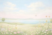 Painting of Meadow border backgrounds landscape outdoors.