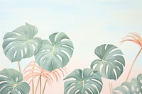 Painting of Monstera border backgrounds plant leaf.