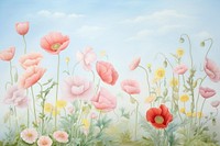 Painting of Poppy border backgrounds outdoors blossom.