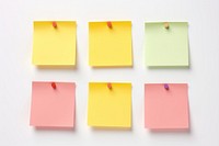 Various colors square sticky post it yellow paper note.