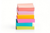 Various post it paper box white background.