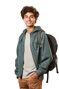 A student backpack standing jacket.