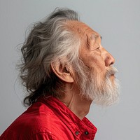 Fashion art studio portrait of asian old man adult contemplation photography.
