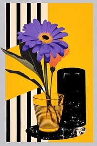 Silkscreen on paper of a Cosmetics vase sunflower painting.