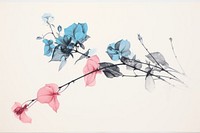 Silkscreen on paper of a Dry flowers graphics blossom drawing.
