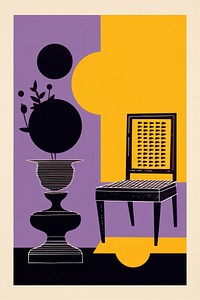Silkscreen on paper of a Furniture furniture painting graphics.