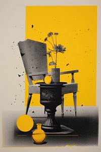 Silkscreen on paper of a Furniture furniture painting yellow.