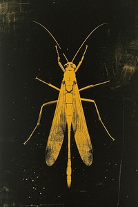 Silkscreen on paper of a Insect insect animal yellow.