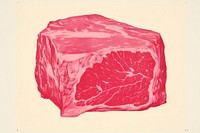 Silkscreen on paper of a meat food beef red.