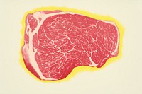Silkscreen on paper of a meat beef magnification microbiology.