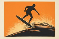 Silkscreen on paper of a surfing sports adult sign.