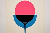 Silkscreen on paper of a Wine glass wine blue red.