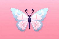 Butterfly on rose pixel graphics nature art.