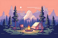 Camping pixel outdoors nature architecture.