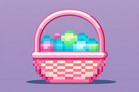 Easter eggs pixel basket celebration container.