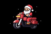 Santa on motorcycle pixel vehicle transportation illuminated.