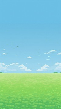 Green field with blue sky backgrounds outdoors horizon.