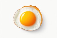 3D pixel art fried egg plate food white background.