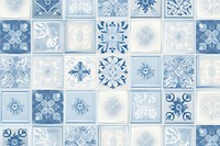 Light blue tiles snowflake pattern art.