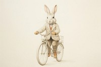 Rabbit characters riding bicycle vehicle drawing animal.