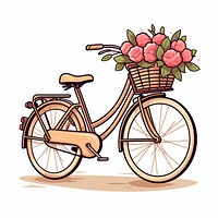 Bicycle with flower basket vehicle cartoon wheel.