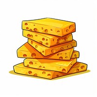 Cheese slices cartoon white background yellow.