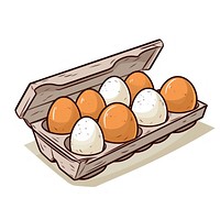 Eggs in packaging cartoon food container.