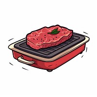 Steak on stove cartoon cooking meat.