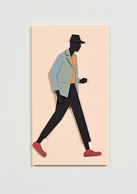 Black man walking art painting representation.