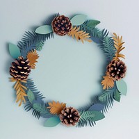Pine wreath with pine cone circle plant art.