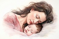 Mother and child sleeping portrait adult.