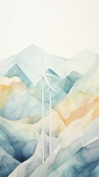 Wind turbine on mountain abstract art backgrounds.